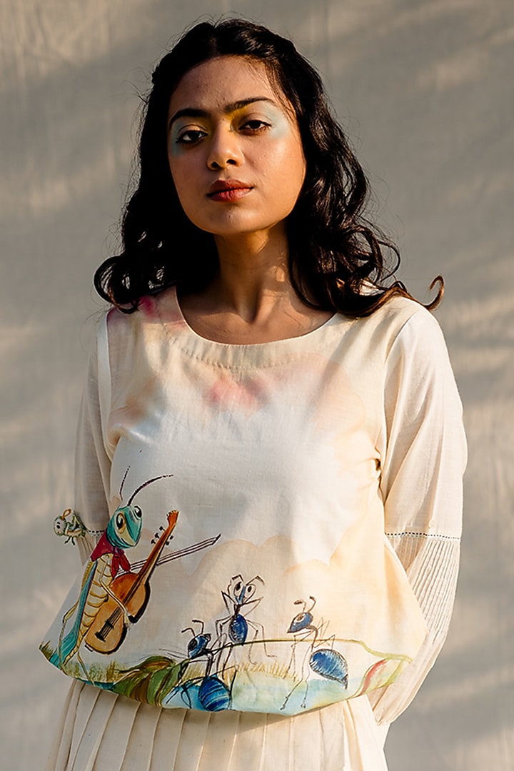 Off-White Midi Skirt by Purvi Doshi at Pernia's Pop Up Shop