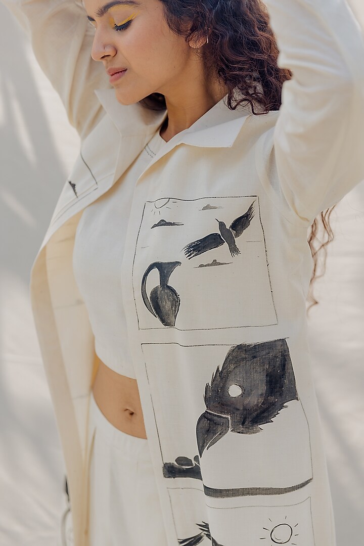 Off-White Front Open Jacket by Purvi Doshi at Pernia's Pop Up Shop