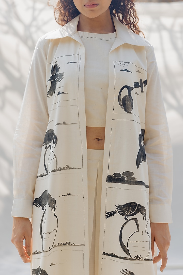 Off-White Front Open Jacket by Purvi Doshi at Pernia's Pop Up Shop