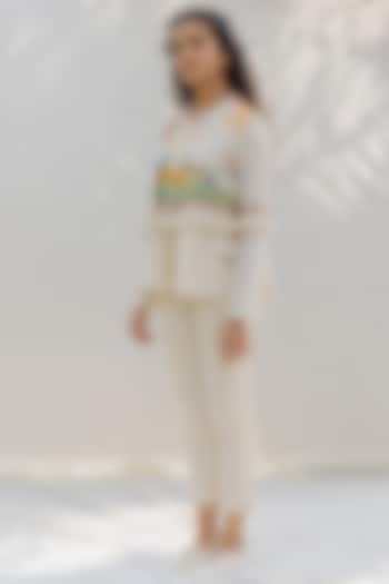 Off-White Front Open Jacket With Tassels by Purvi Doshi