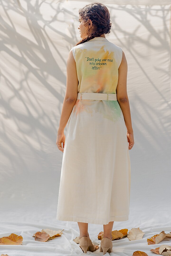 Off-White Vacation Dress With Mandarin Collar by Purvi Doshi at Pernia's Pop Up Shop