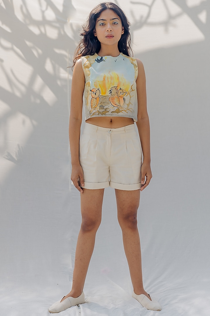 Off-White Pleated Shorts by Purvi Doshi