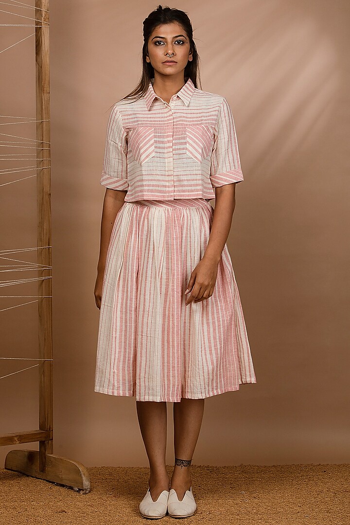 Off White Striped Shirt With Pockets by Purvi Doshi