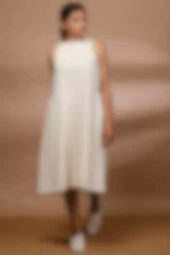 Off White Handwoven A-Line Dress by Purvi Doshi