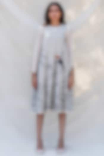 Off White Embroidered Pintucked Dress  by Purvi Doshi