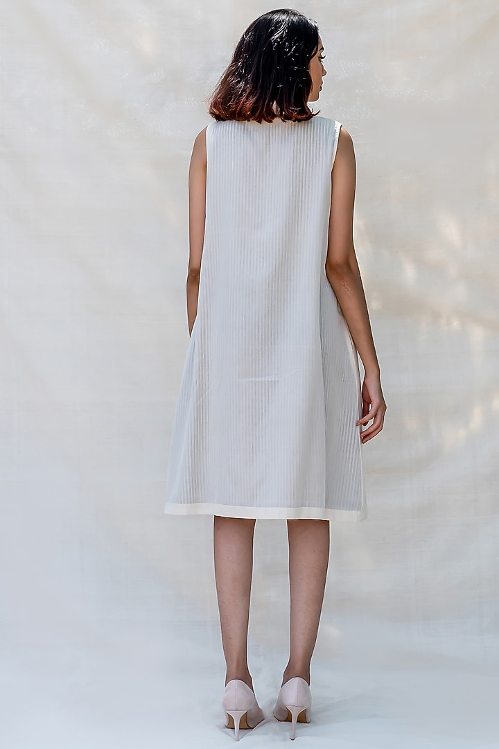 Off White Embroidered Summer Dress With Turtle Neck by Purvi Doshi at Pernia's Pop Up Shop