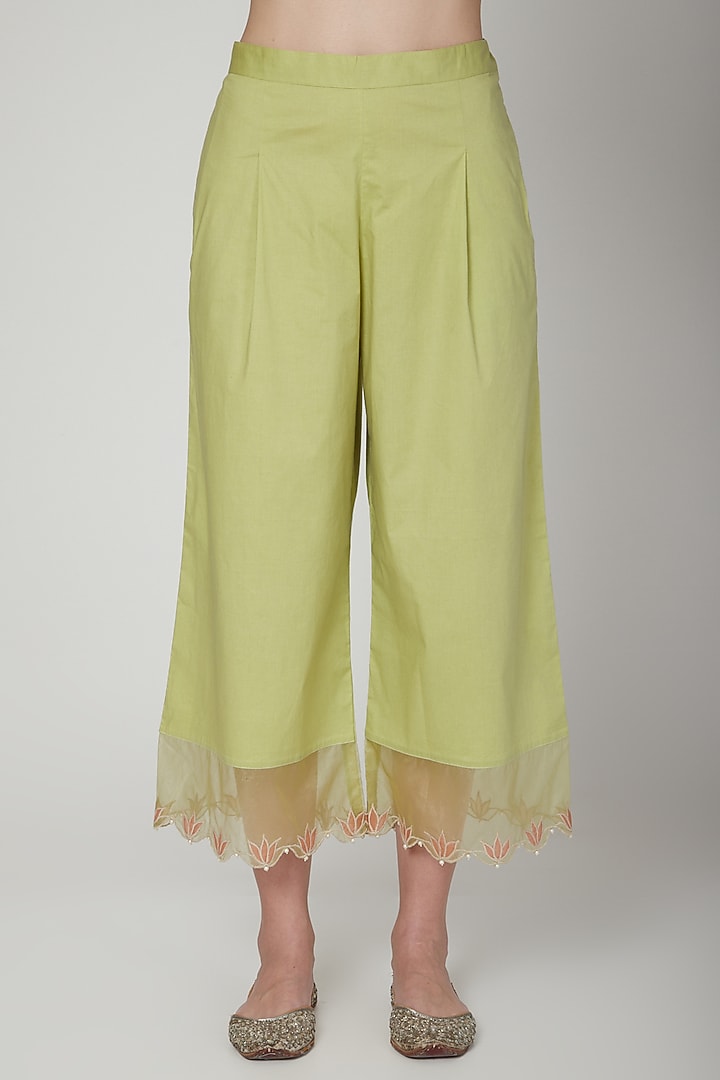 Lime Green & Orange Embroidered Kurta Set by Poonam Dubey Designs at Pernia's Pop Up Shop