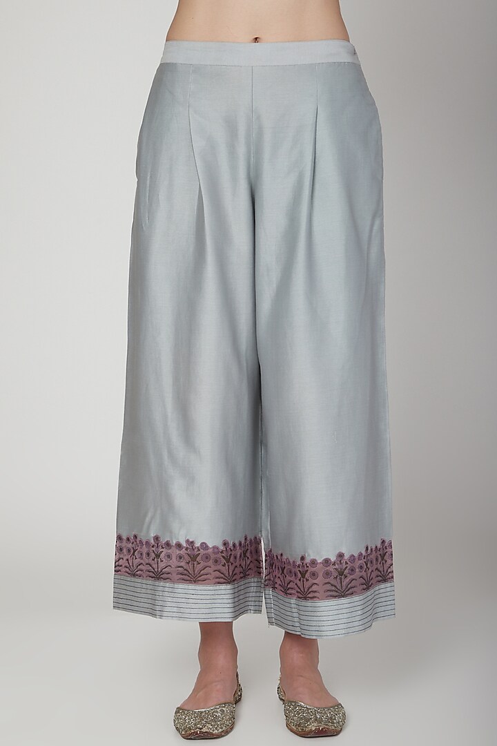 Purple & Grey Embroidered Kurta Set by Poonam Dubey Designs at Pernia's Pop Up Shop