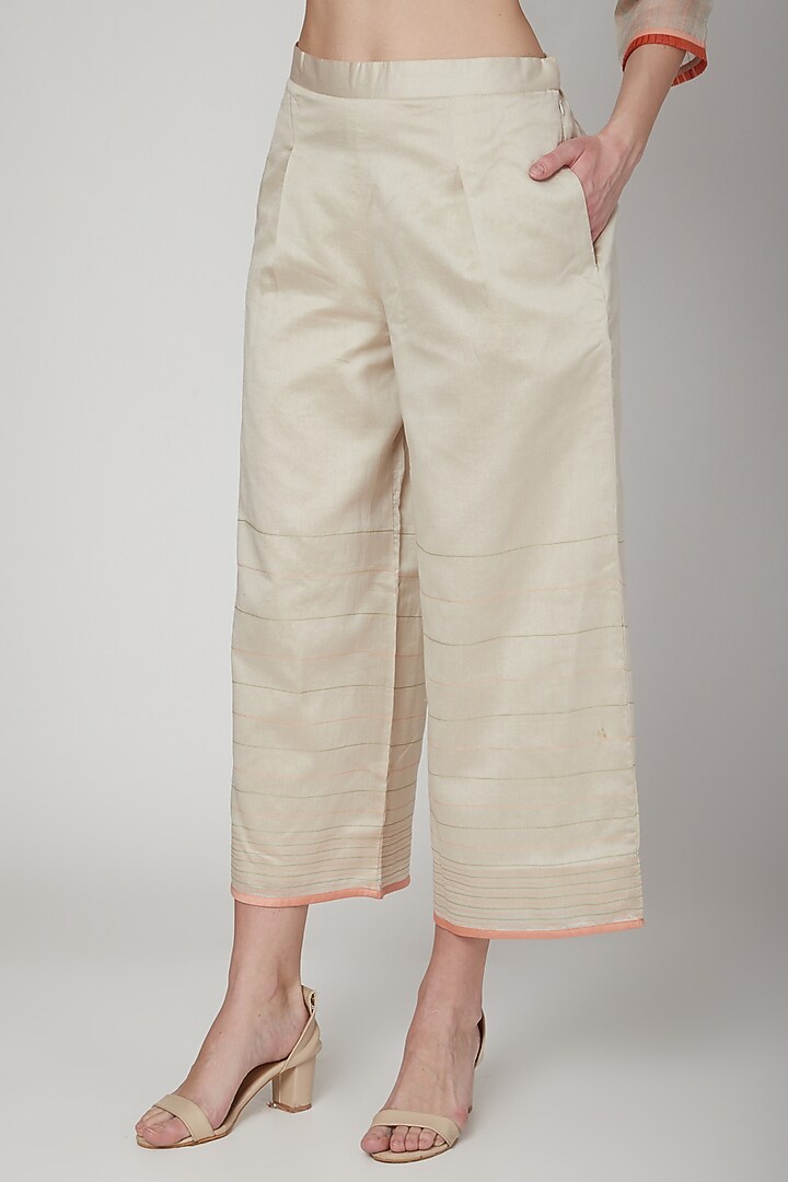 Orange & Beige Zardosi Embroidered Kurta Set by Poonam Dubey Designs at Pernia's Pop Up Shop