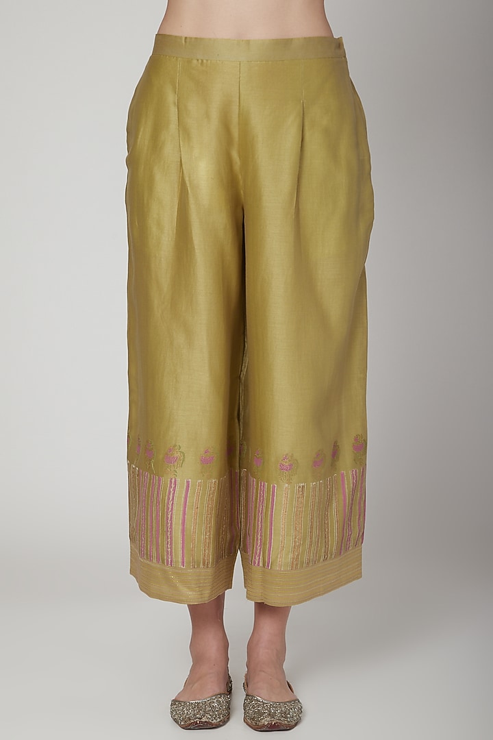 Blush Pink & Mustard Embroidered Kurta Set by Poonam Dubey Designs at Pernia's Pop Up Shop