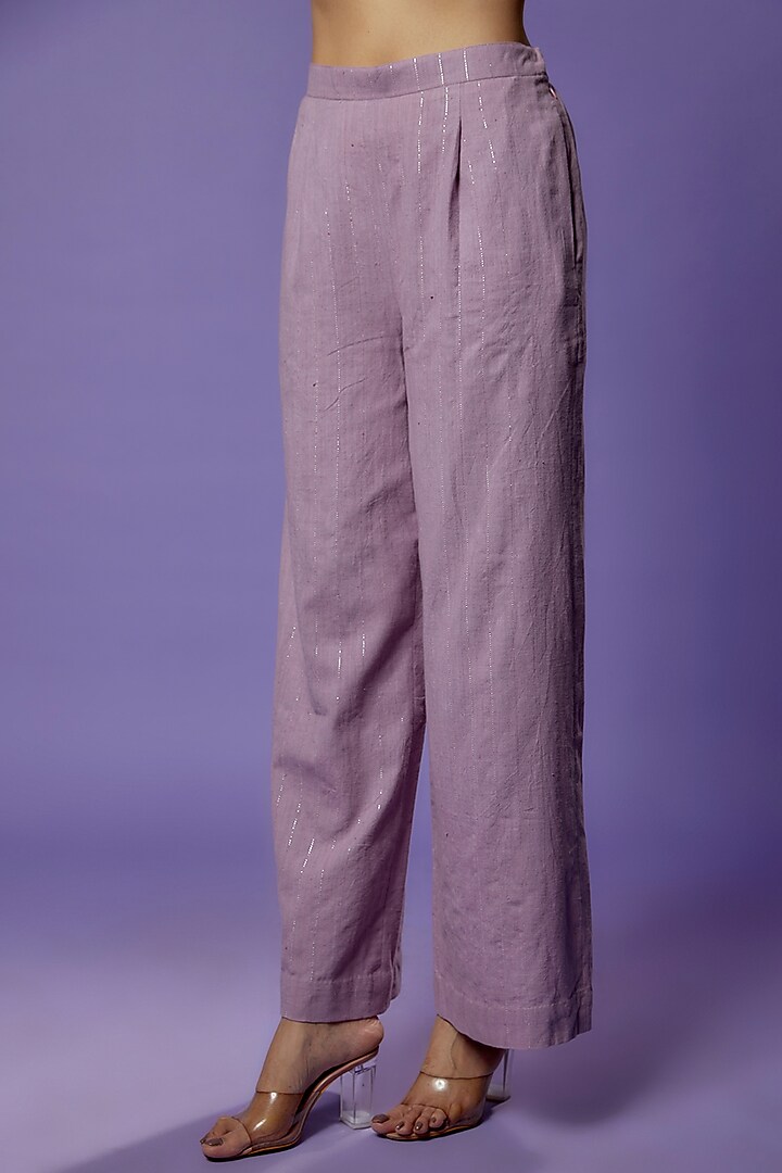 Purple Khadi Embroidered Tunic Set by Poonam Dubey Designs at Pernia's Pop Up Shop