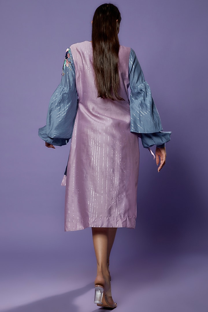 Multi-Colored Chanderi Hand Embroidered Vacation Dress by Poonam Dubey Designs at Pernia's Pop Up Shop