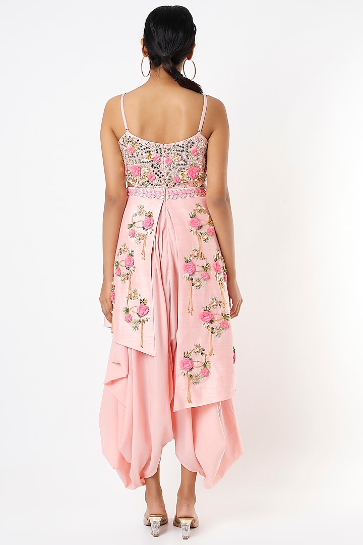 Blush Pink Embellished Dhoti Jumpsuit by Papa Don't Preach by Shubhika at Pernia's Pop Up Shop
