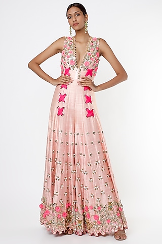 Blush Pink Embroidered Jumpsuit by Papa Don't Preach by Shubhika