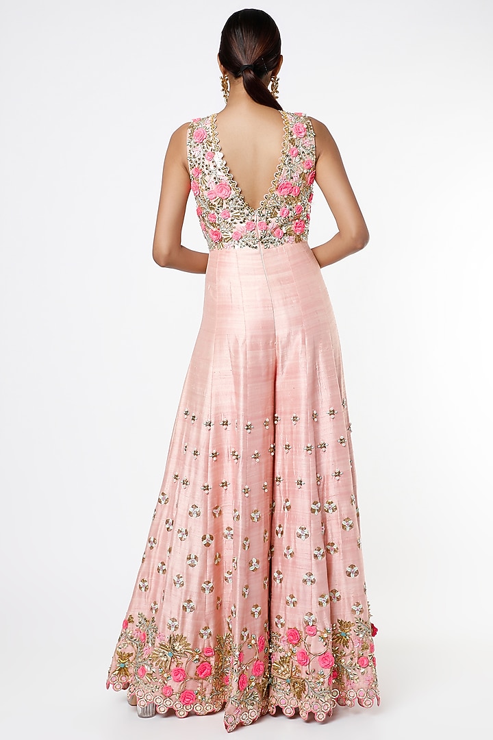 Blush Pink Embroidered Jumpsuit by Papa Don't Preach by Shubhika at Pernia's Pop Up Shop