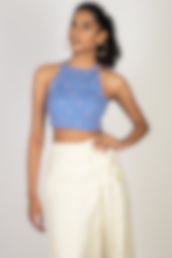 Lilac Embroidered Crop Top by Papa Don'T Preach By Shubhika