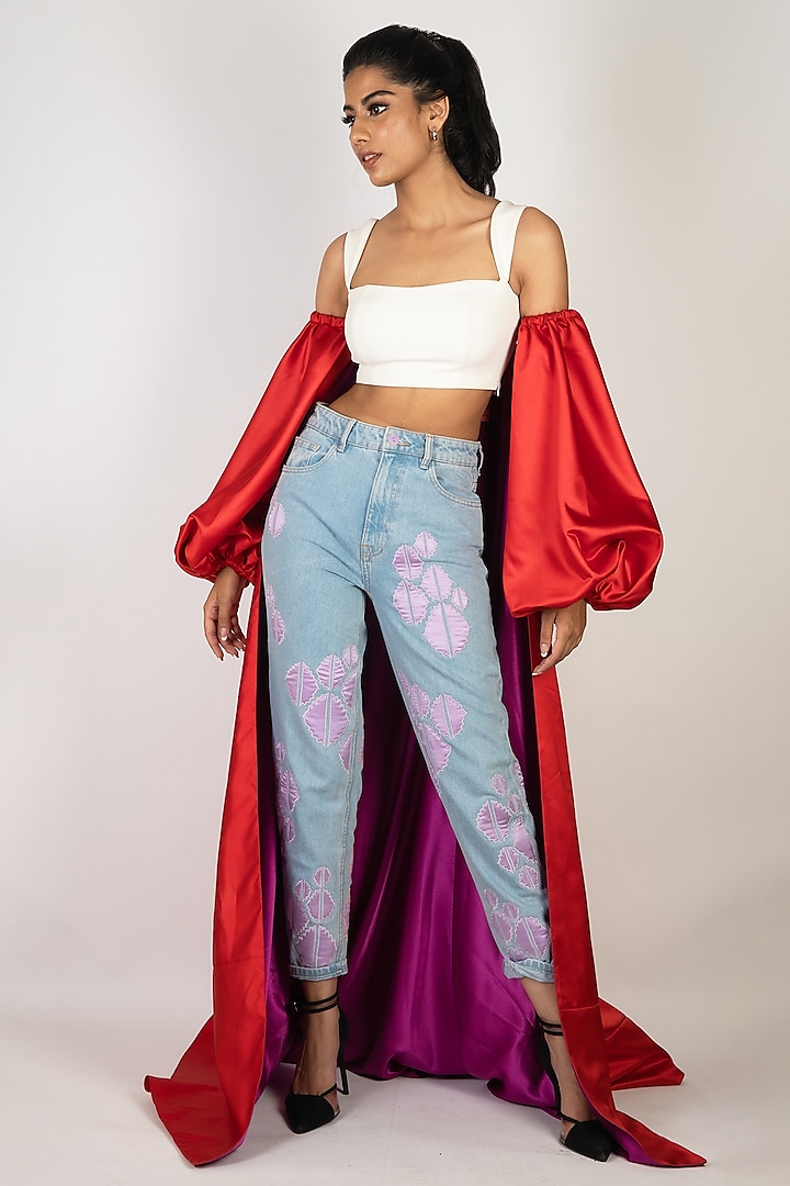 Red Satin Cape by Papa Don'T Preach By Shubhika