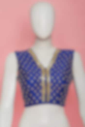Electric Blue Embroidered Blouse by Papa Don'T Preach By Shubhika