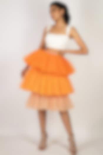 Orange Ruffled Tiered Skirt by Papa Don'T Preach By Shubhika
