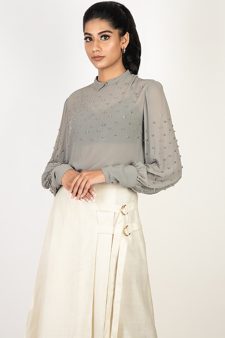 Grey Embroidered Shirt by Papa Don'T Preach By Shubhika
