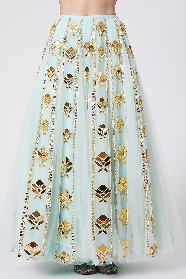 Mint Green Hand Embroidered Bridal Lehenga Set by Papa Don'T Preach By Shubhika at Pernia's Pop Up Shop