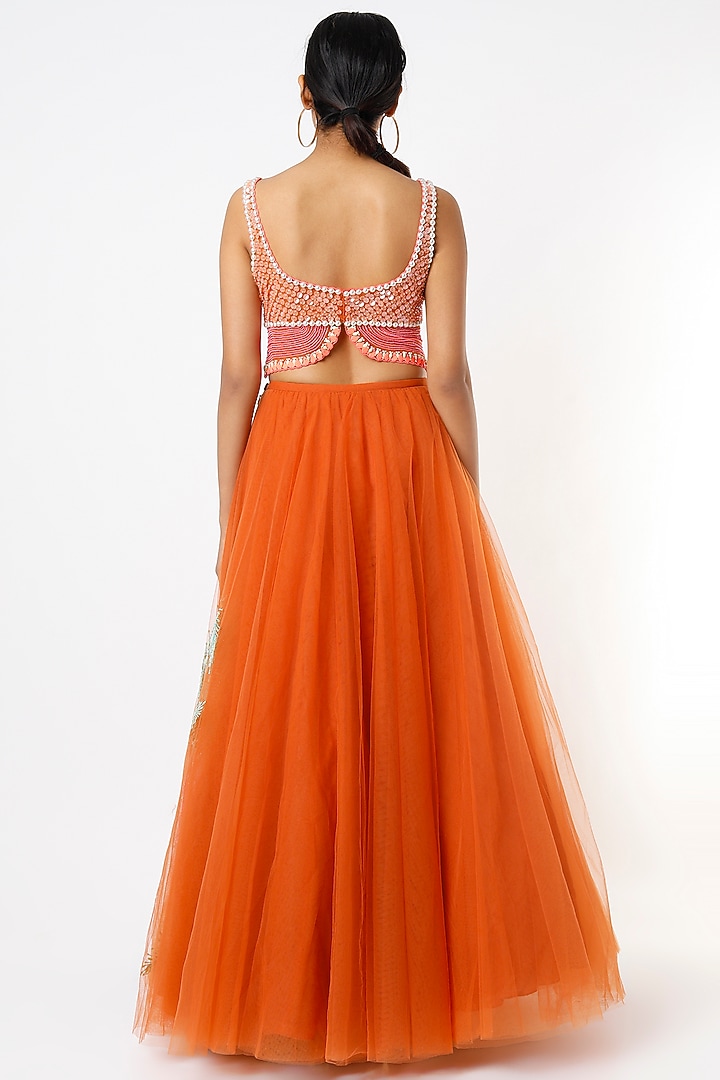 Orange Embellished Bridal Lehenga Set by Papa Don't Preach by Shubhika at Pernia's Pop Up Shop