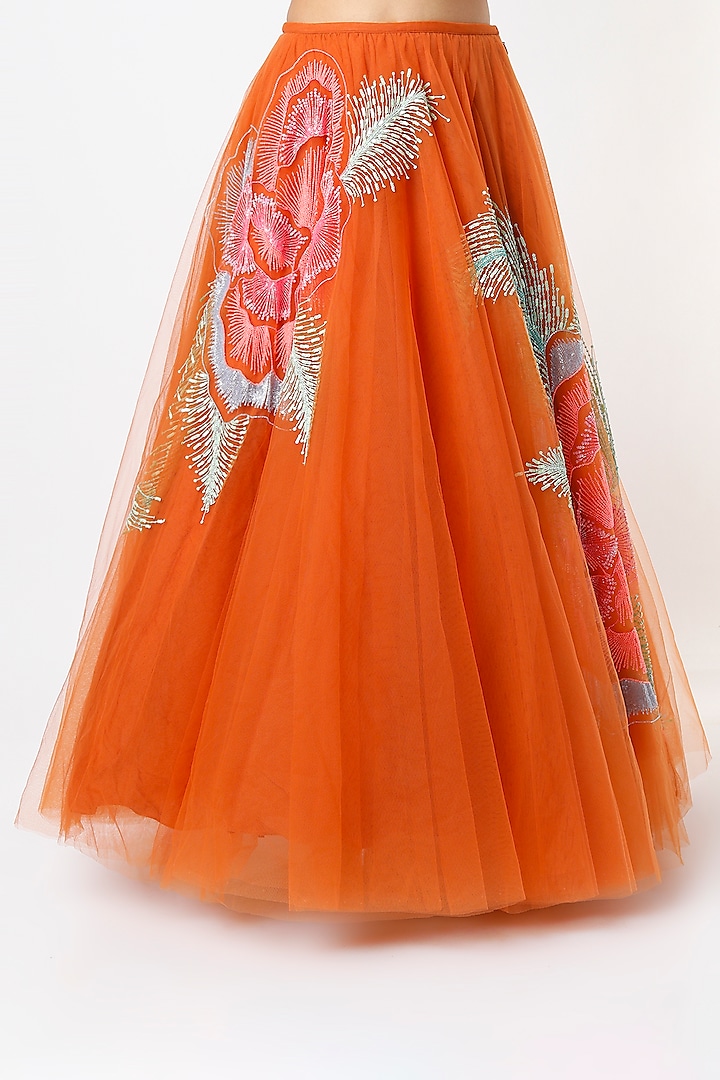 Orange Embellished Bridal Lehenga Set by Papa Don't Preach by Shubhika at Pernia's Pop Up Shop
