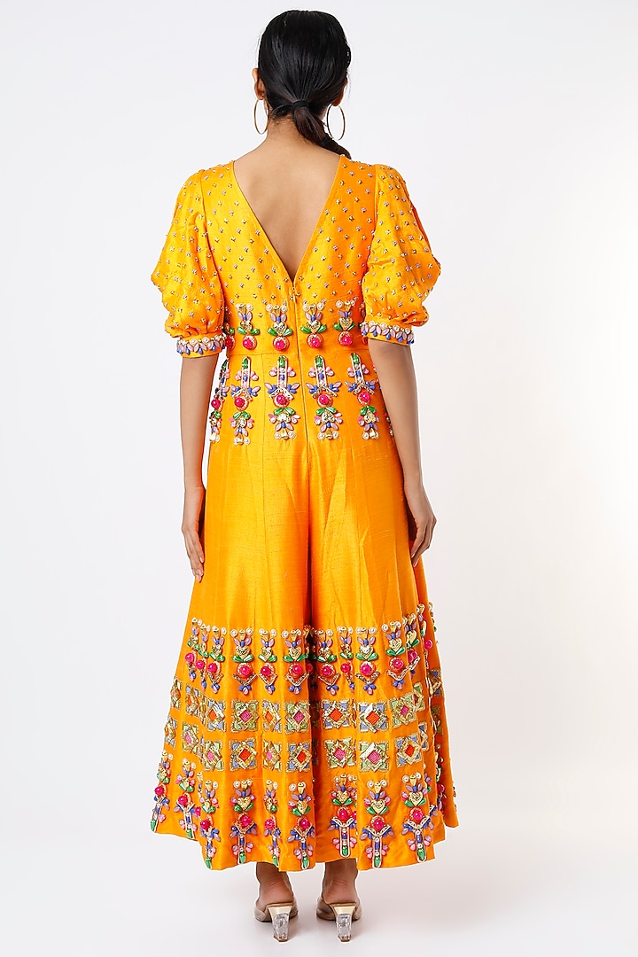 Mustard Embroidered Jumpsuit by Papa Don't Preach by Shubhika at Pernia's Pop Up Shop