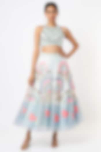 Powder Blue Embellished Short Bridal Lehenga Set by Papa Don't Preach by Shubhika at Pernia's Pop Up Shop