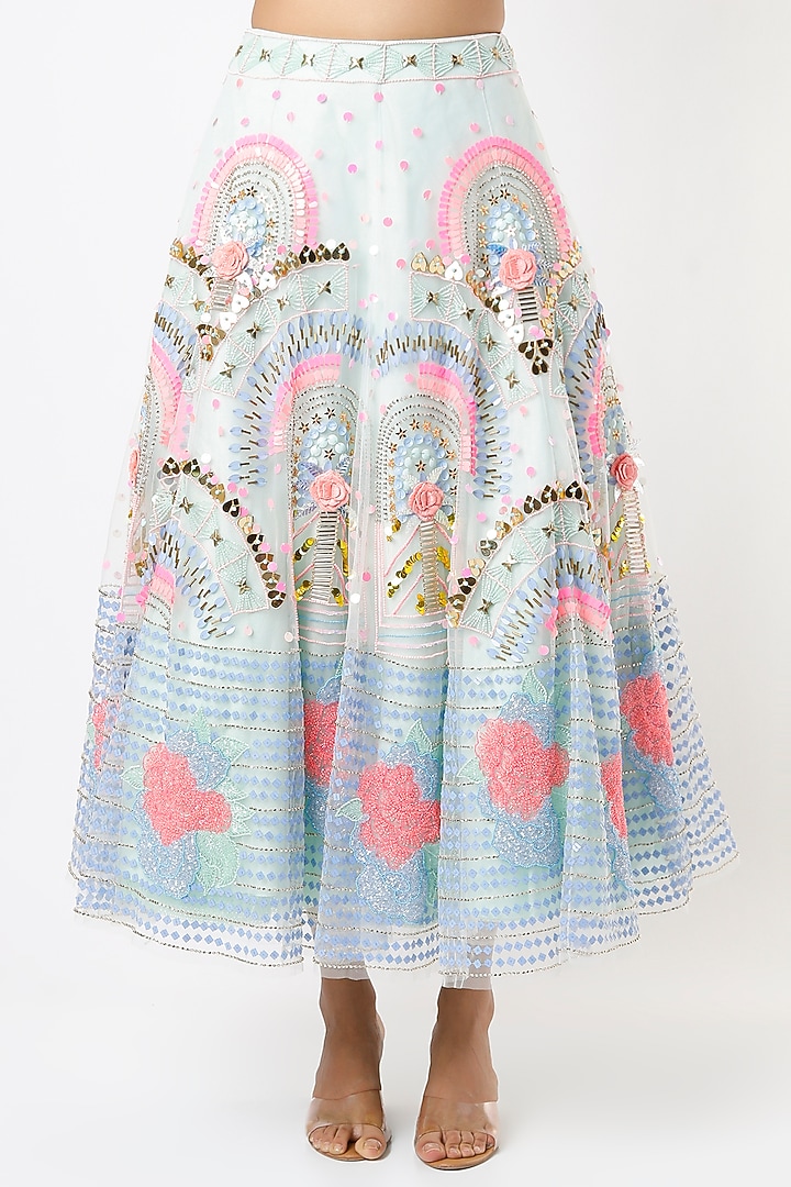 Powder Blue Embellished Short Bridal Lehenga Set by Papa Don't Preach by Shubhika at Pernia's Pop Up Shop