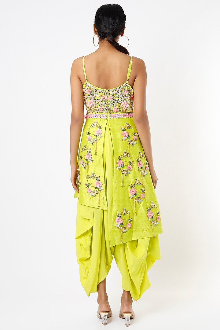Mint Green Embellished Dhoti Jumpsuit by Papa Don't Preach by Shubhika at Pernia's Pop Up Shop