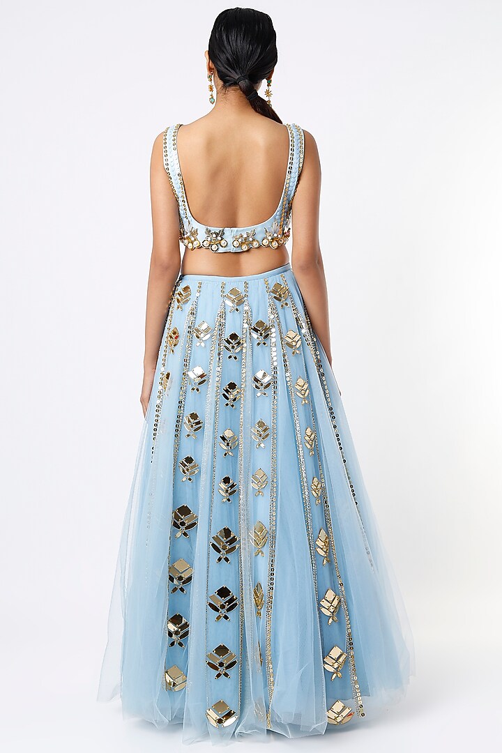 Powder Blue Embellished Bridal Lehenga Set by Papa Don't Preach by Shubhika at Pernia's Pop Up Shop