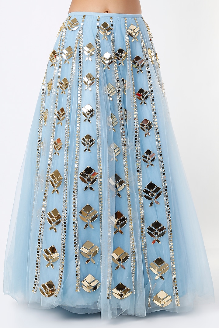 Powder Blue Embellished Bridal Lehenga Set by Papa Don't Preach by Shubhika at Pernia's Pop Up Shop