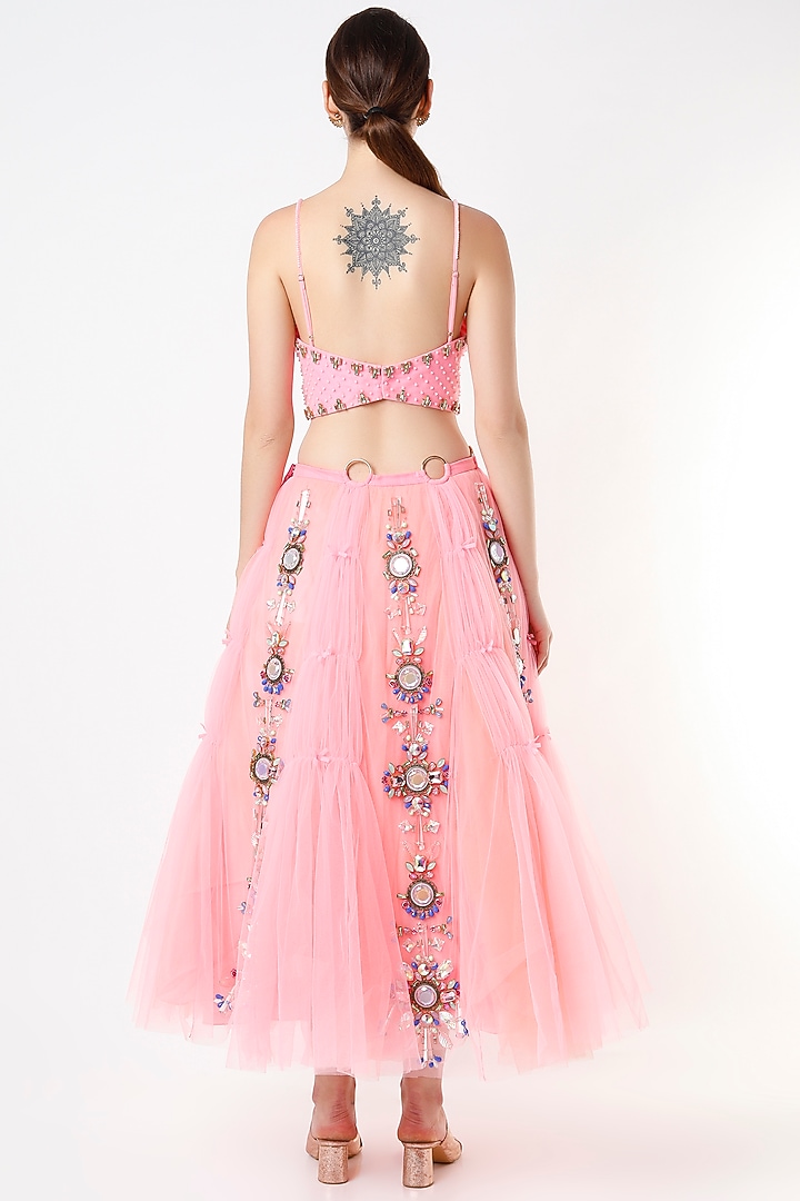 Blush Pink Short Embellished Bridal Lehenga Set by Papa Don't Preach by Shubhika at Pernia's Pop Up Shop
