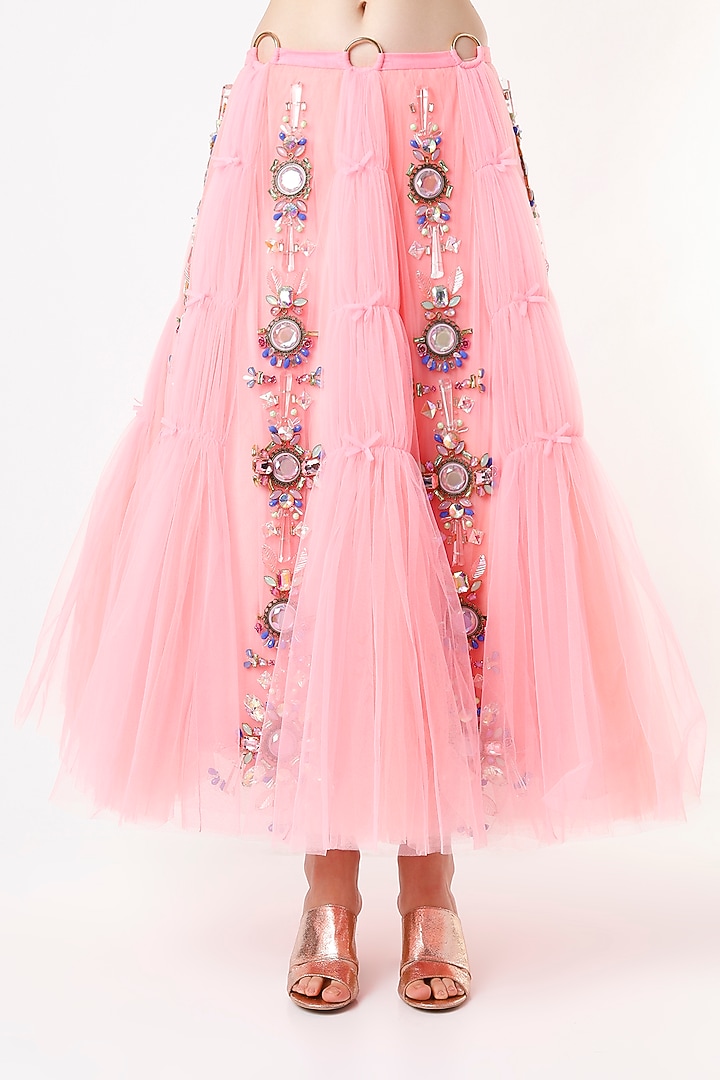 Blush Pink Short Embellished Bridal Lehenga Set by Papa Don't Preach by Shubhika at Pernia's Pop Up Shop