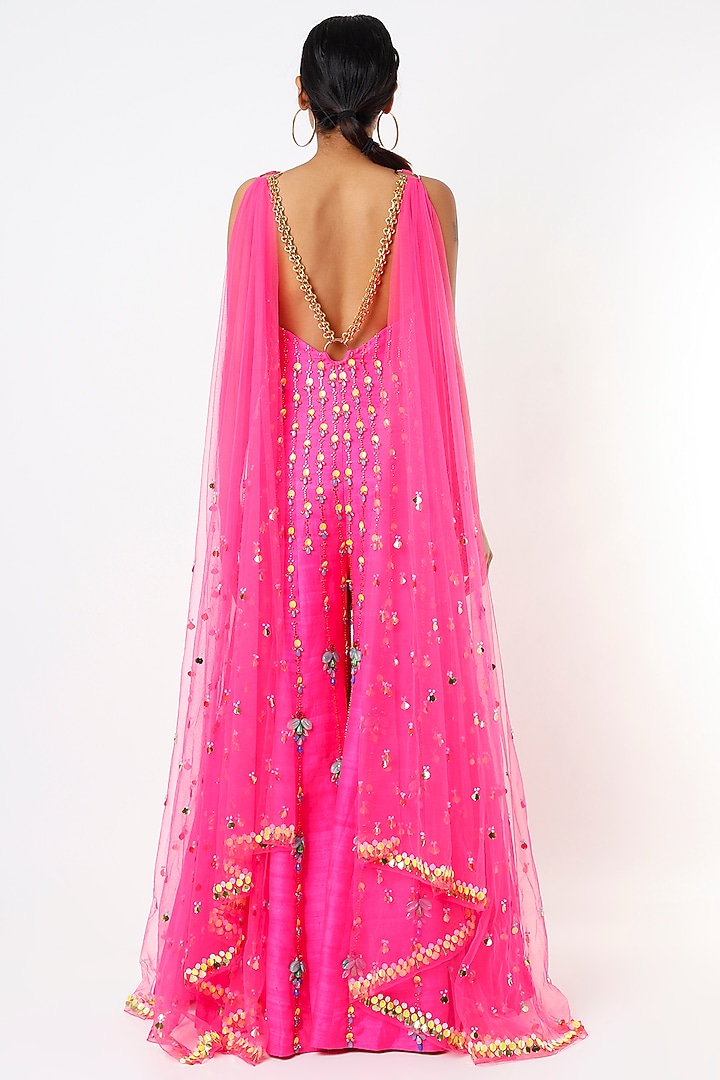 Fuchsia Embellished Jumpsuit by Papa Don't Preach by Shubhika at Pernia's Pop Up Shop