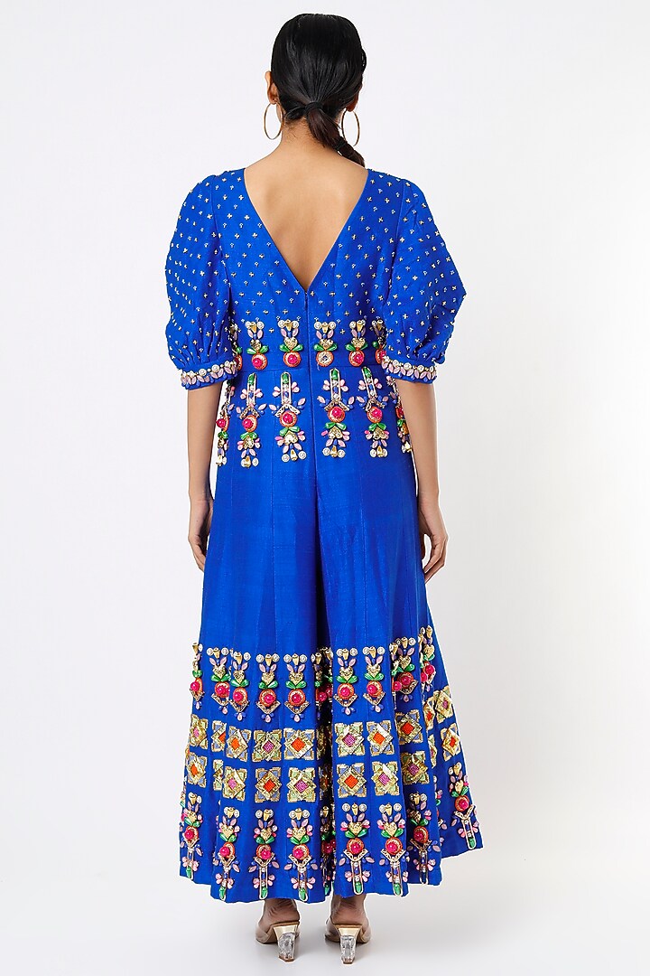 Electric Blue Embellished Jumpsuit by Papa Don't Preach by Shubhika at Pernia's Pop Up Shop