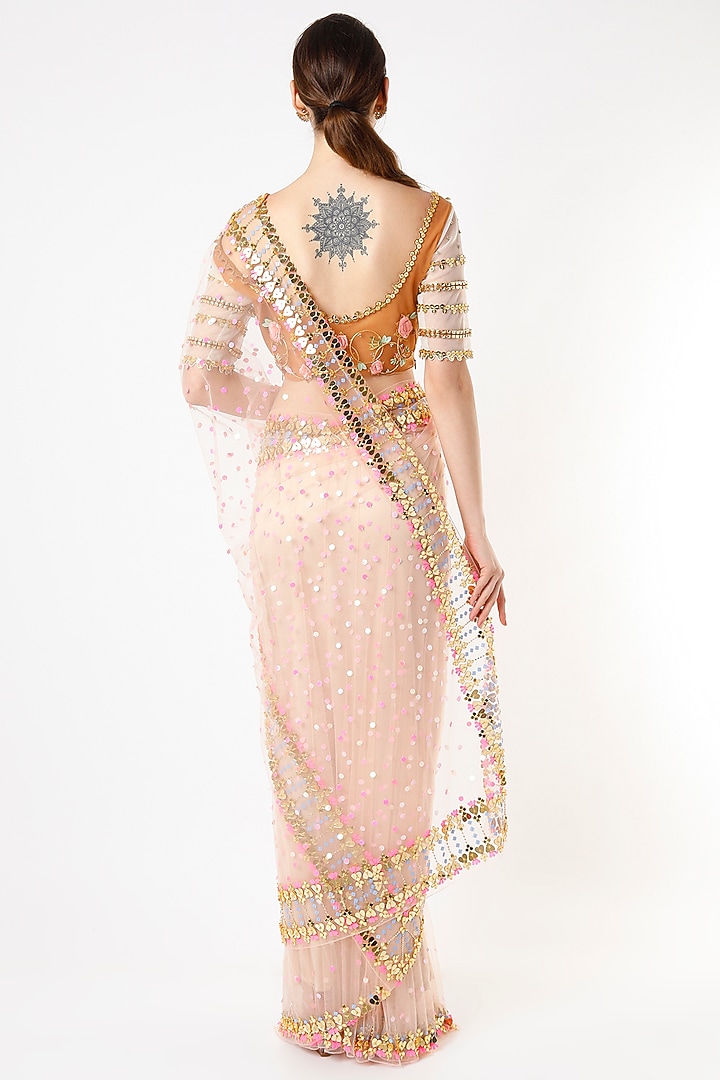 Blush Pink Embellished Bridal Saree Set by Papa Don't Preach by Shubhika at Pernia's Pop Up Shop