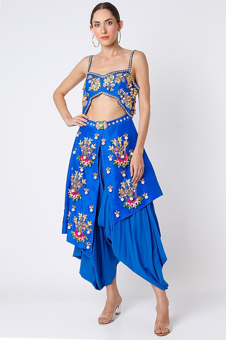 Cobalt Blue Embellished Jumpsuit by Papa Don't Preach by Shubhika at Pernia's Pop Up Shop