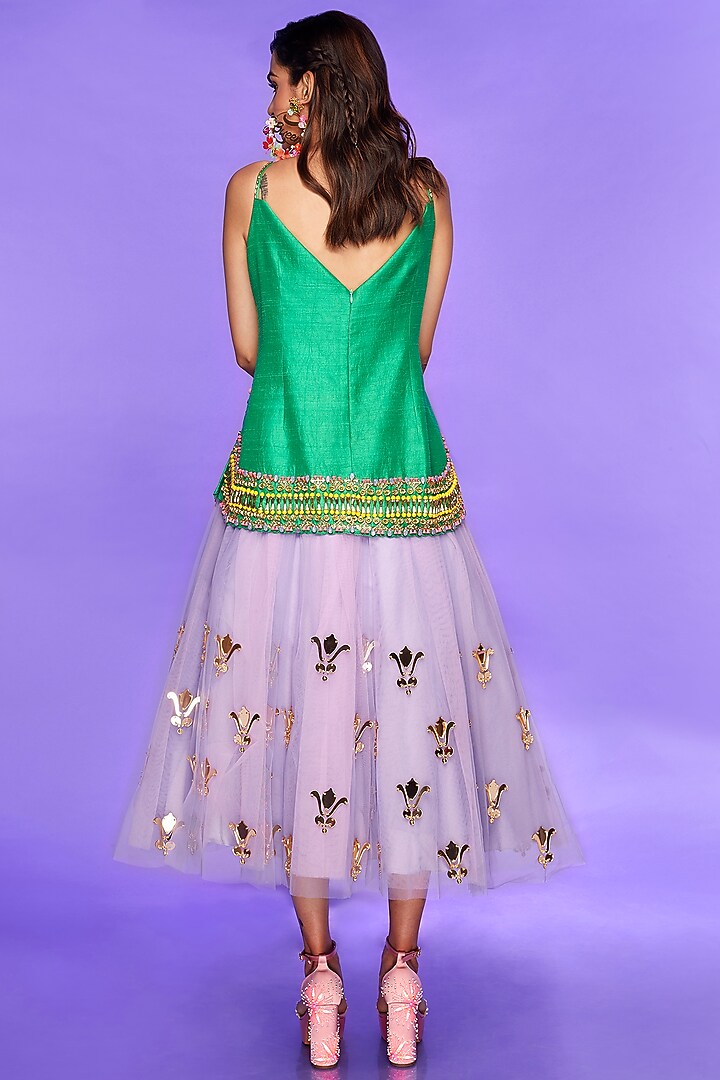 Lilac Embellished Skirt Set by Papa Don't Preach by Shubhika at Pernia's Pop Up Shop