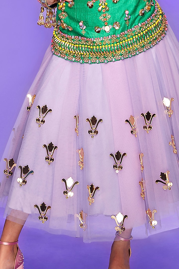 Lilac Embellished Skirt Set by Papa Don't Preach by Shubhika at Pernia's Pop Up Shop