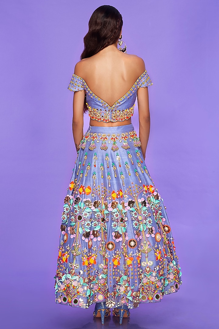 Lilac Embellished Half Bridal Lehenga Set by Papa Don't Preach by Shubhika at Pernia's Pop Up Shop