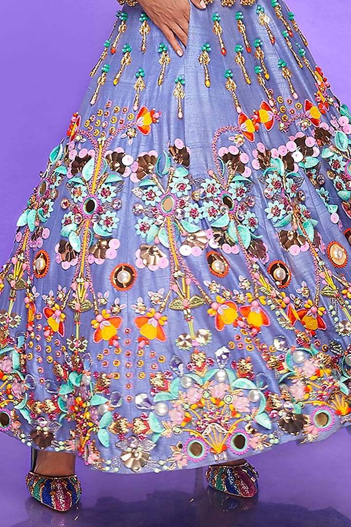 Lilac Embellished Half Bridal Lehenga Set by Papa Don't Preach by Shubhika at Pernia's Pop Up Shop