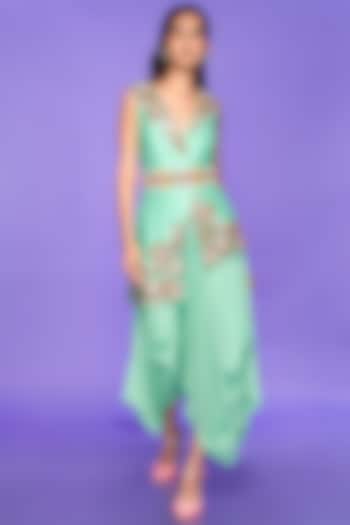 Mint Embellished Dhoti Set by Papa Don't Preach by Shubhika at Pernia's Pop Up Shop