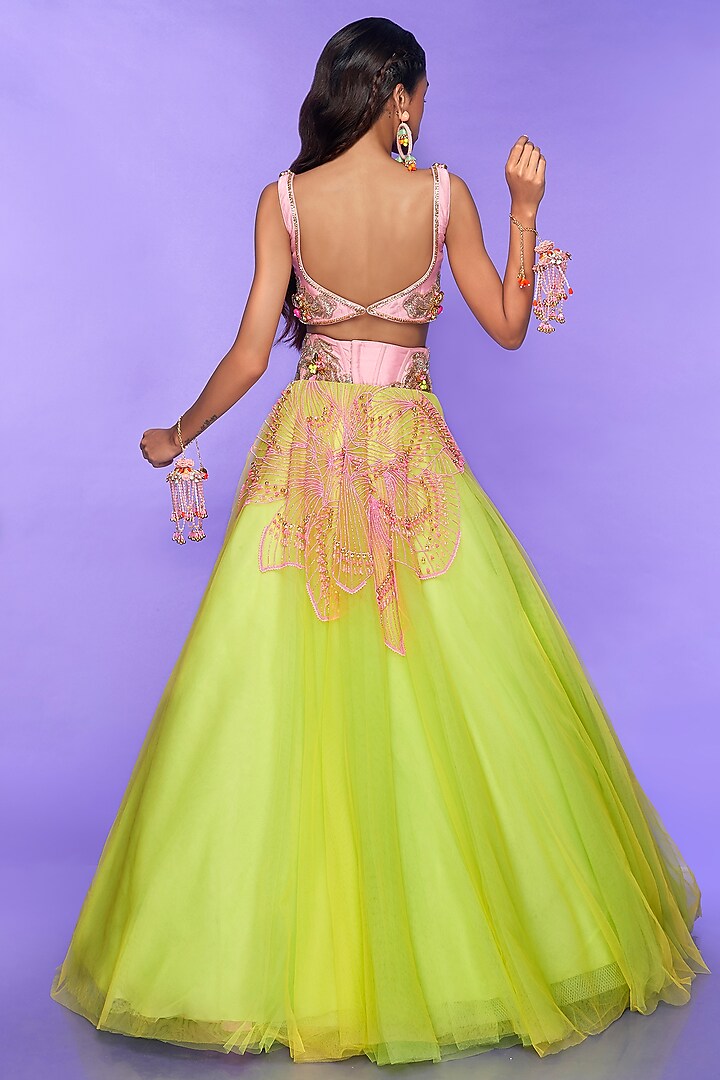 Lime Embellished Bridal Lehenga Set by Papa Don't Preach by Shubhika at Pernia's Pop Up Shop