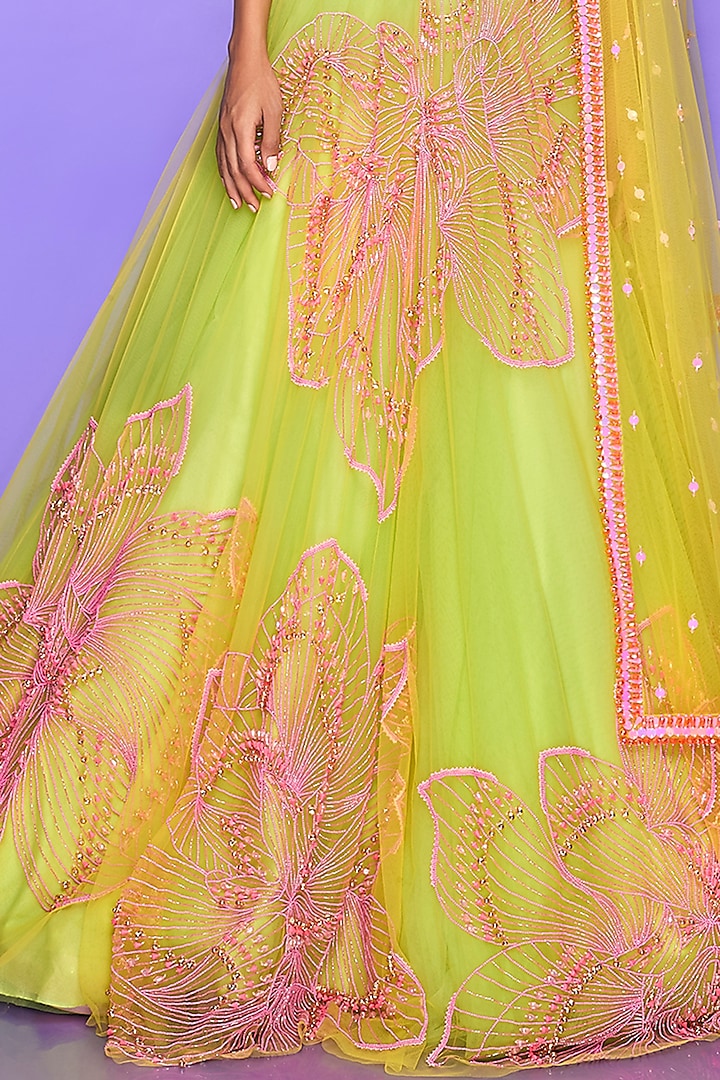 Lime Embellished Bridal Lehenga Set by Papa Don't Preach by Shubhika at Pernia's Pop Up Shop