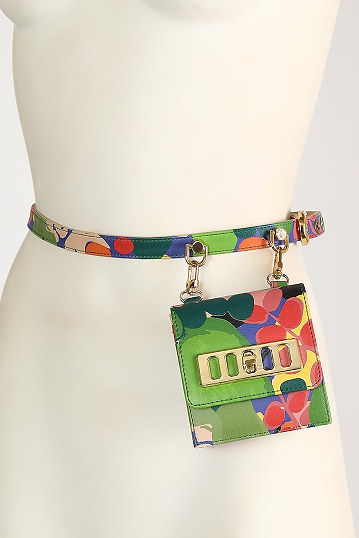 Multi Colored Prophets Song Print Belt Bag by Papa don't preach by Shubhika Accessories