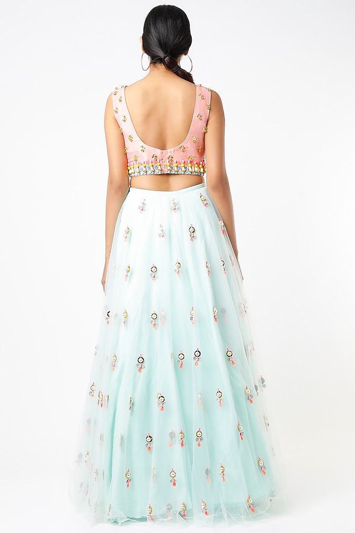 Powder Blue Embroidered Bridal Lehenga Set by Papa Don't Preach by Shubhika at Pernia's Pop Up Shop