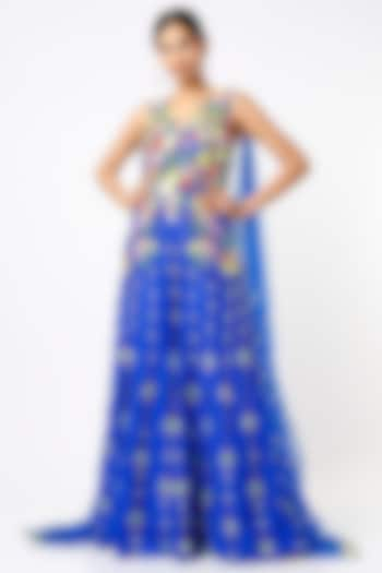 Electric Blue Embroidered Jumpsuit by Papa Don't Preach by Shubhika at Pernia's Pop Up Shop