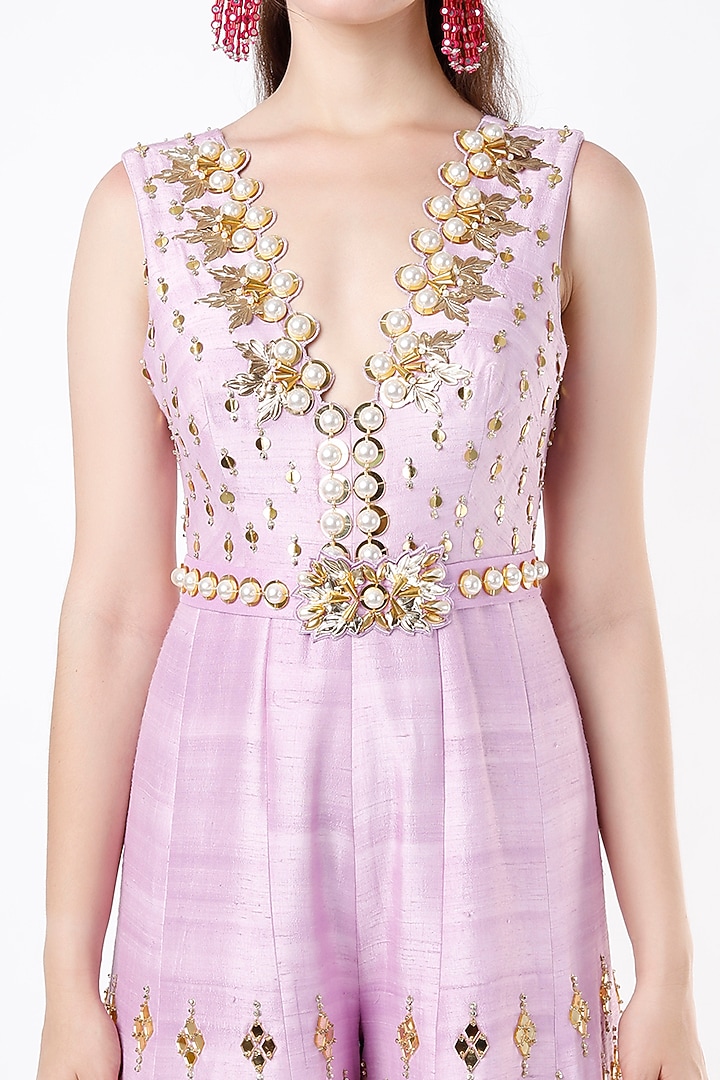 Lilac Embroidered Jumpsuit by Papa Don't Preach by Shubhika at Pernia's Pop Up Shop